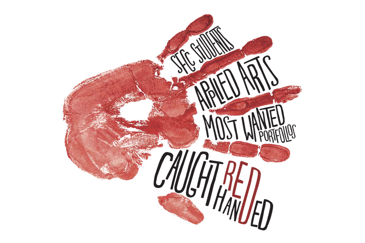 caught red handed logo variation with hand print